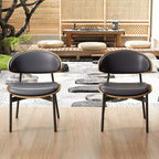 Luck Live Modern Patio Dining Chairs 2-Piece Outdoor Armless Dining Chair Set/Black&Metal Frame,
