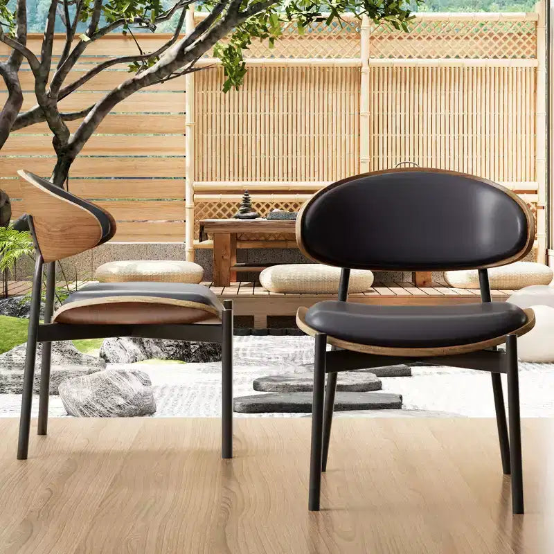 Luck Live Modern Patio Dining Chairs 2-Piece Outdoor Armless Dining Chair Set/Black&Metal Frame,