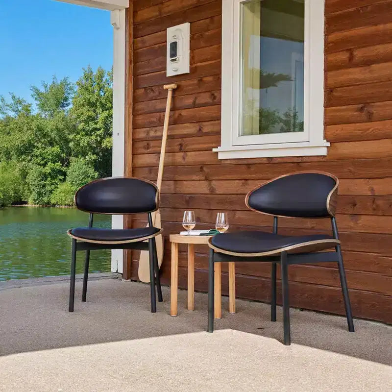 Luck Live Modern Patio Dining Chairs 2-Piece Outdoor Armless Dining Chair Set/Black&Metal Frame,