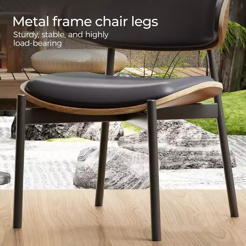 Luck Live Modern Patio Dining Chairs 2-Piece Outdoor Armless Dining Chair Set/Black&Metal Frame,