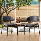 Luck Live Modern Patio Dining Chairs 2-Piece Outdoor Armless Dining Chair Set/Black&Metal Frame,