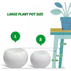 10.2 H x 13.5 Dia (10 Opening) Round Self-Watering Indoor Plant Pots with Drainage & Water Level Monitor, White Dot Design