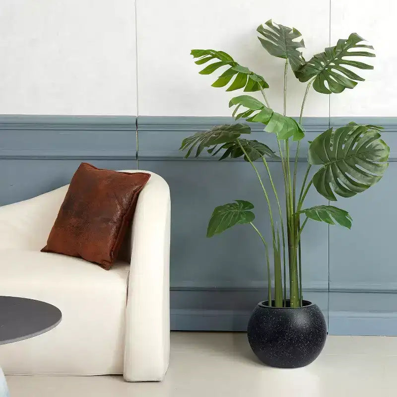 10.2 H x 13.5 Dia (10 Opening) Round Self-Watering Indoor Plant Pots with Drainage & Water Level Monitor, White Dot Design