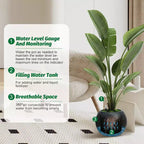 10.2 H x 13.5 Dia (10 Opening) Round Self-Watering Indoor Plant Pots with Drainage & Water Level Monitor, White Dot Design