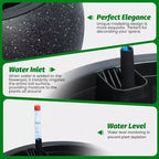 10.2 H x 13.5 Dia (10 Opening) Round Self-Watering Indoor Plant Pots with Drainage & Water Level Monitor, White Dot Design