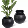 10.2 H x 13.5 Dia (10 Opening) Round Self-Watering Indoor Plant Pots with Drainage & Water Level Monitor, White Dot Design