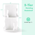 Costway Kids Rotating Bookshelf 2 Tier Freestanding 360 Revolving Display Storage Rack White/Pink