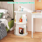Costway Kids Rotating Bookshelf 2 Tier Freestanding 360 Revolving Display Storage Rack White/Pink