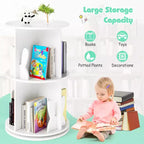 Costway Kids Rotating Bookshelf 2 Tier Freestanding 360 Revolving Display Storage Rack White/Pink