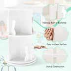 Costway Kids Rotating Bookshelf 2 Tier Freestanding 360 Revolving Display Storage Rack White/Pink