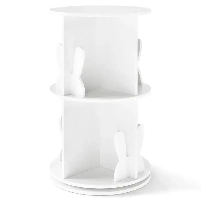 Costway Kids Rotating Bookshelf 2 Tier Freestanding 360 Revolving Display Storage Rack White/Pink