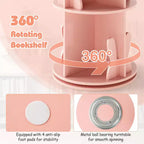 Costway Kids Rotating Bookshelf 2 Tier Freestanding 360 Revolving Display Storage Rack White/Pink