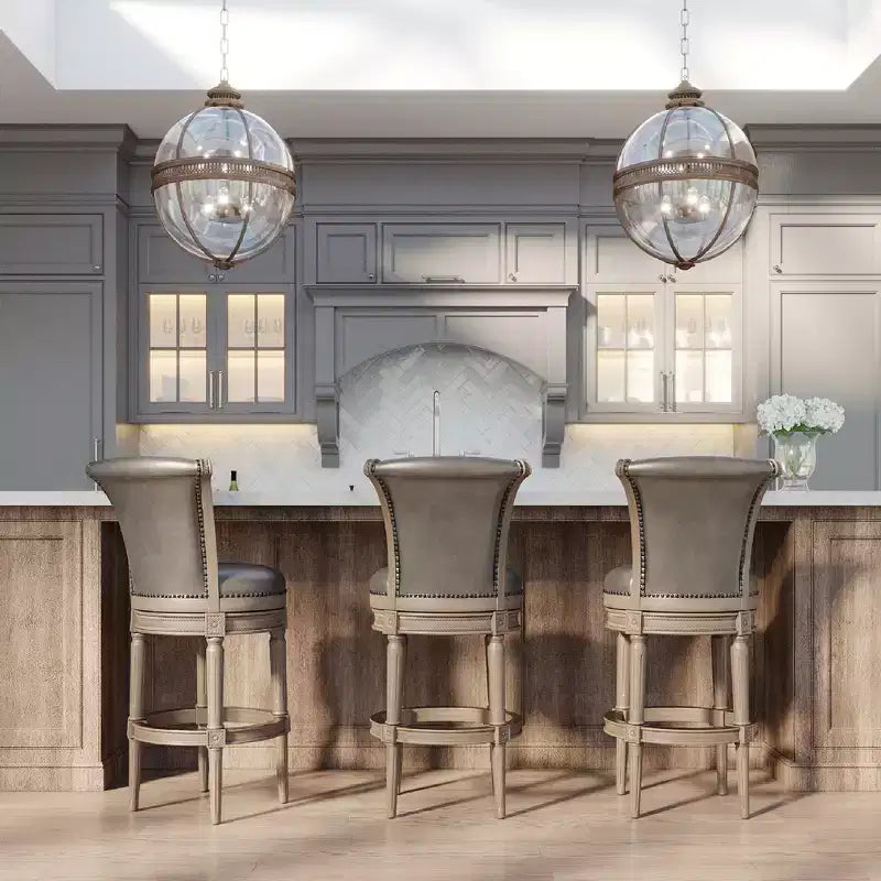 Maven Lane Pullman Swivel Bar Stools with Faux Leather