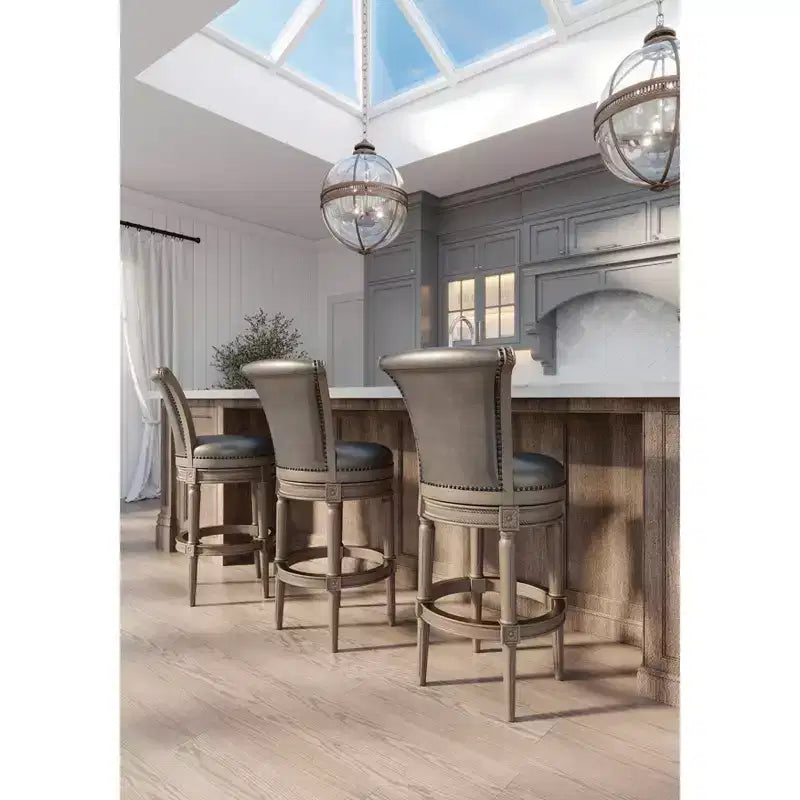 Maven Lane Pullman Swivel Bar Stools with Faux Leather