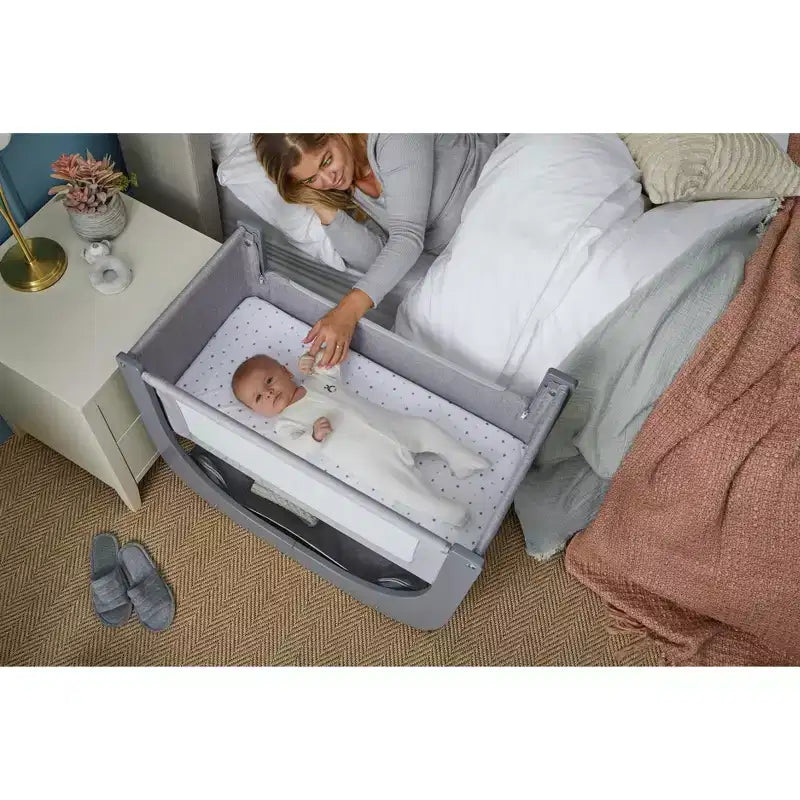 Shnuggle Air Lite Bedside Bassinet | Infant Crib Height Adjustable Baby Bed with Mattress
