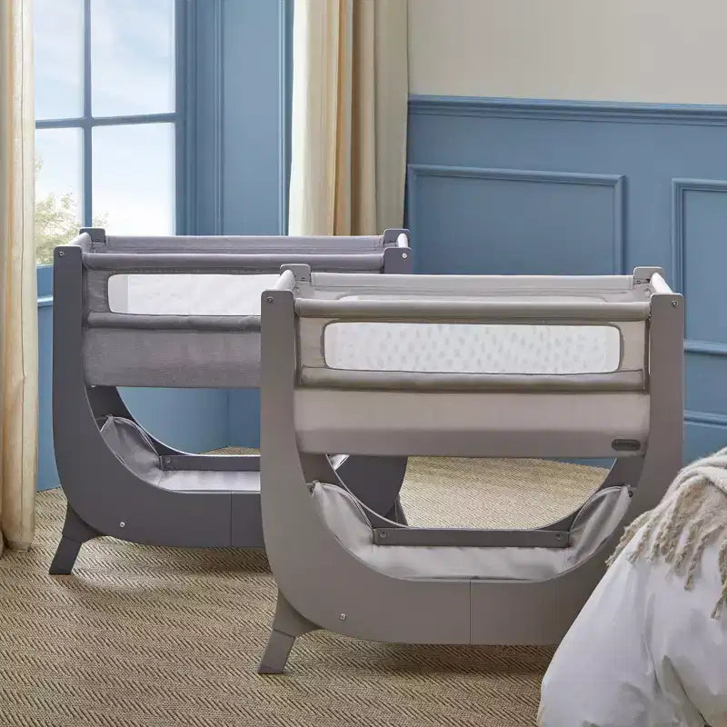 Shnuggle Air Lite Bedside Bassinet | Infant Crib Height Adjustable Baby Bed with Mattress