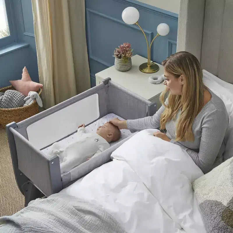 Shnuggle Air Lite Bedside Bassinet | Infant Crib Height Adjustable Baby Bed with Mattress
