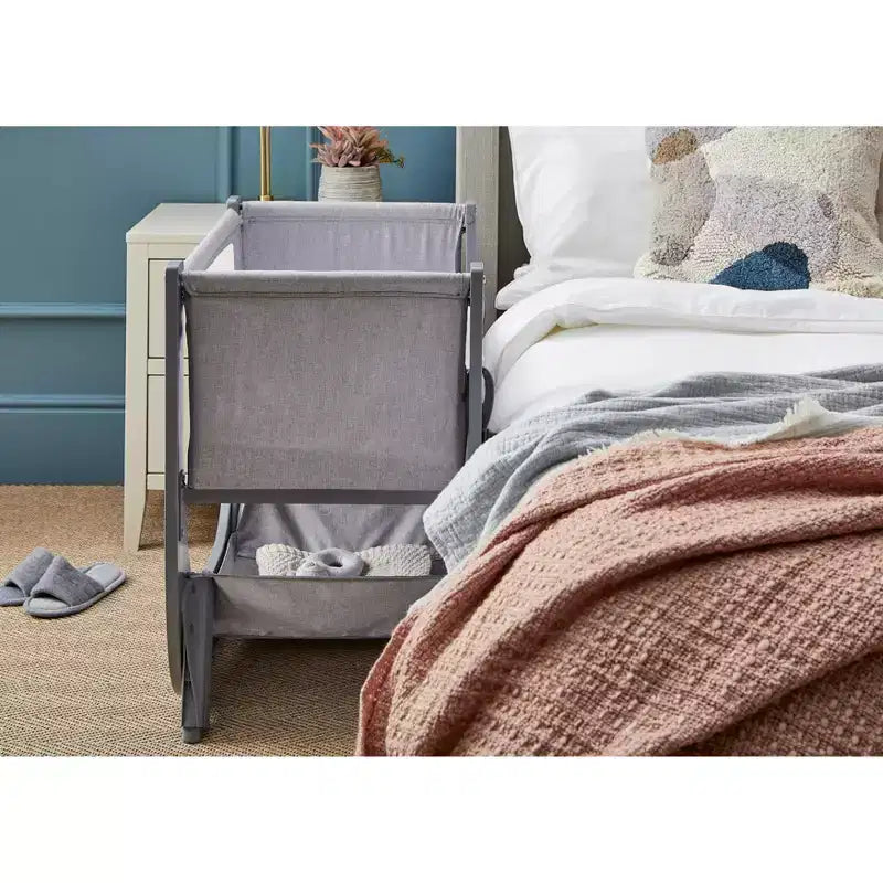 Shnuggle Air Lite Bedside Bassinet | Infant Crib Height Adjustable Baby Bed with Mattress