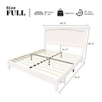 AMERLIFE Solid Wood Bed Frame, Mid Century Platform Bed with Arched Lines Headboard