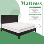 AMERLIFE Solid Wood Bed Frame, Mid Century Platform Bed with Arched Lines Headboard