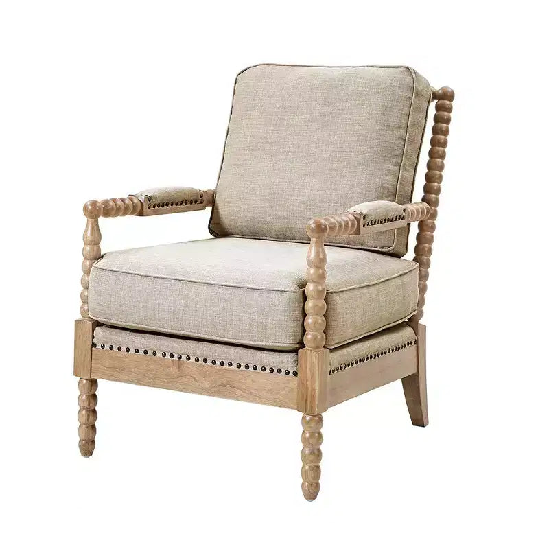 Okak Accent Chair with Comfy Upholstery Removable Cushion Solid Wood Frame Classic Stylish Reading Armchair for Living Room Waiting Room