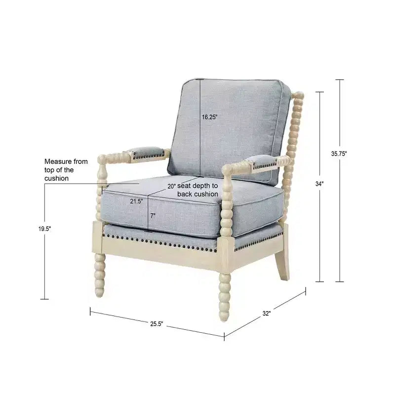 Okak Accent Chair with Comfy Upholstery Removable Cushion Solid Wood Frame Classic Stylish Reading Armchair for Living Room Waiting Room