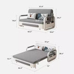 Luck Live Modern Patio Sofas 62.2in extendable pull Outdoor Sofa bed,Solid wood & White metal frame/Gray cushion with storage function