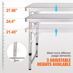 VEVOR Camping Kitchen Table, Quick set-up Folding Camping Table with A Carrying Bag, 3 Adjustable Heights, MDF Camping Table