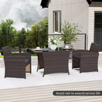 Costway 3 PCS Wicker Bistro Set Balcony Furniture Set with Tempered Glass Dining Table