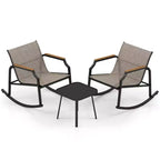 Costway 3 PCS Rocking Bistro Set Outdoor Conversation Set with Porch Rocking Chairs