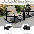 Costway 3 PCS Rocking Bistro Set Outdoor Conversation Set with Porch Rocking Chairs