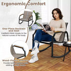 Costway 3 PCS Rocking Bistro Set Outdoor Conversation Set with Porch Rocking Chairs