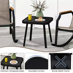 Costway 3 PCS Rocking Bistro Set Outdoor Conversation Set with Porch Rocking Chairs