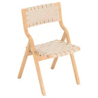 MAYEERTY 2-Set Wood Foldable & Stackable Dining Chairs for Dining Room, Woven Seat & Back, Beige - Natural