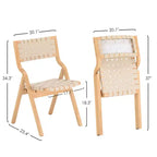 MAYEERTY 2-Set Wood Foldable & Stackable Dining Chairs for Dining Room, Woven Seat & Back, Beige - Natural