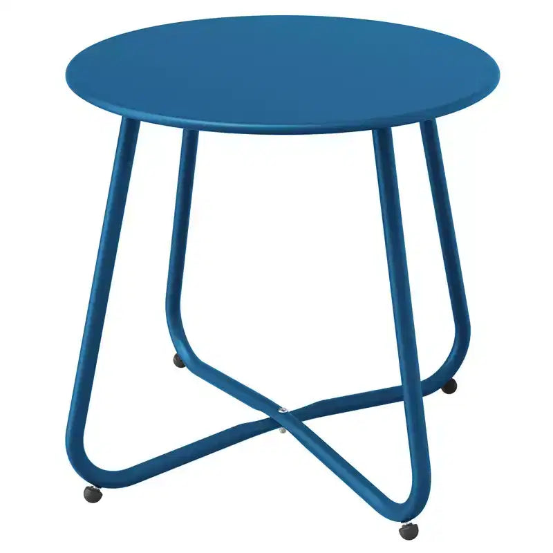 GRANDPATIO Designs Steel Patio Side Table, Weather Resistant Outdoor Round End Table