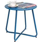 GRANDPATIO Designs Steel Patio Side Table, Weather Resistant Outdoor Round End Table