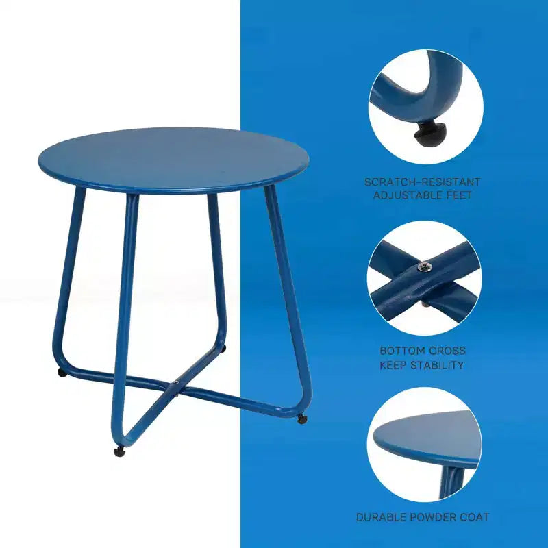 GRANDPATIO Designs Steel Patio Side Table, Weather Resistant Outdoor Round End Table
