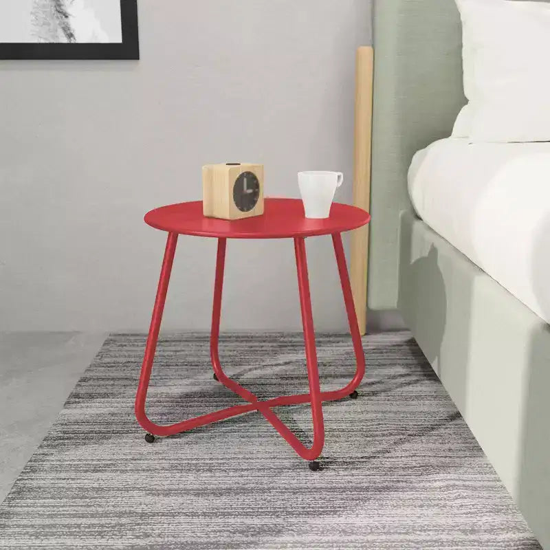 GRANDPATIO Designs Steel Patio Side Table, Weather Resistant Outdoor Round End Table