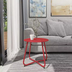 GRANDPATIO Designs Steel Patio Side Table, Weather Resistant Outdoor Round End Table