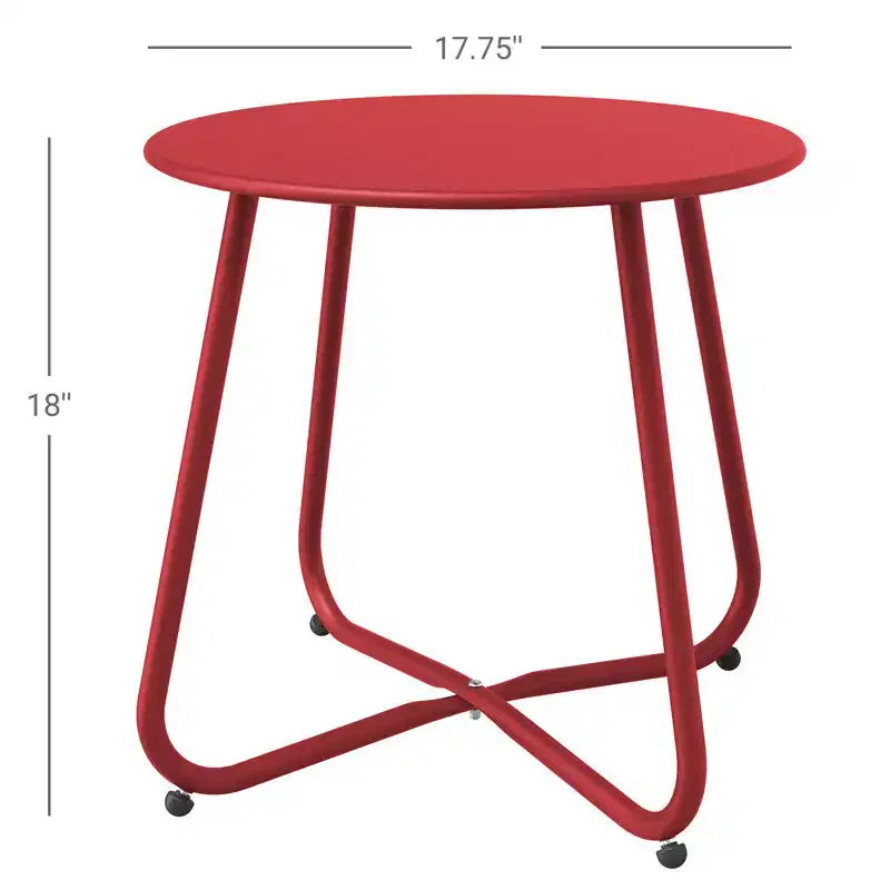 GRANDPATIO Designs Steel Patio Side Table, Weather Resistant Outdoor Round End Table