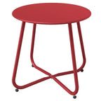GRANDPATIO Designs Steel Patio Side Table, Weather Resistant Outdoor Round End Table