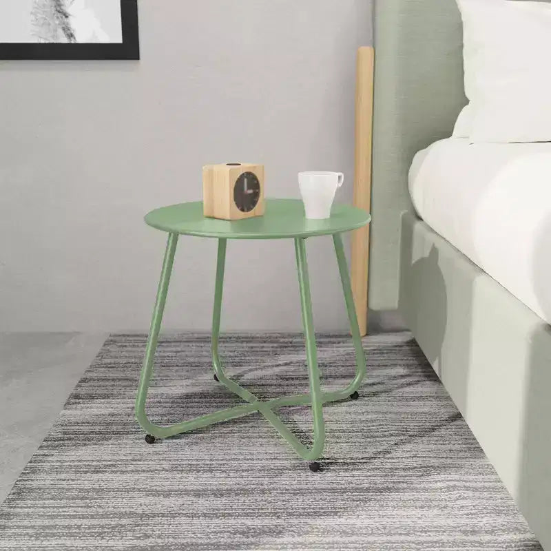 GRANDPATIO Designs Steel Patio Side Table, Weather Resistant Outdoor Round End Table