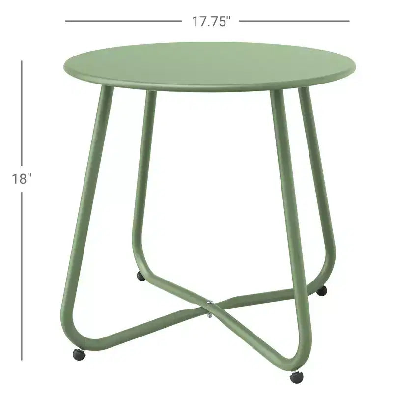 GRANDPATIO Designs Steel Patio Side Table, Weather Resistant Outdoor Round End Table