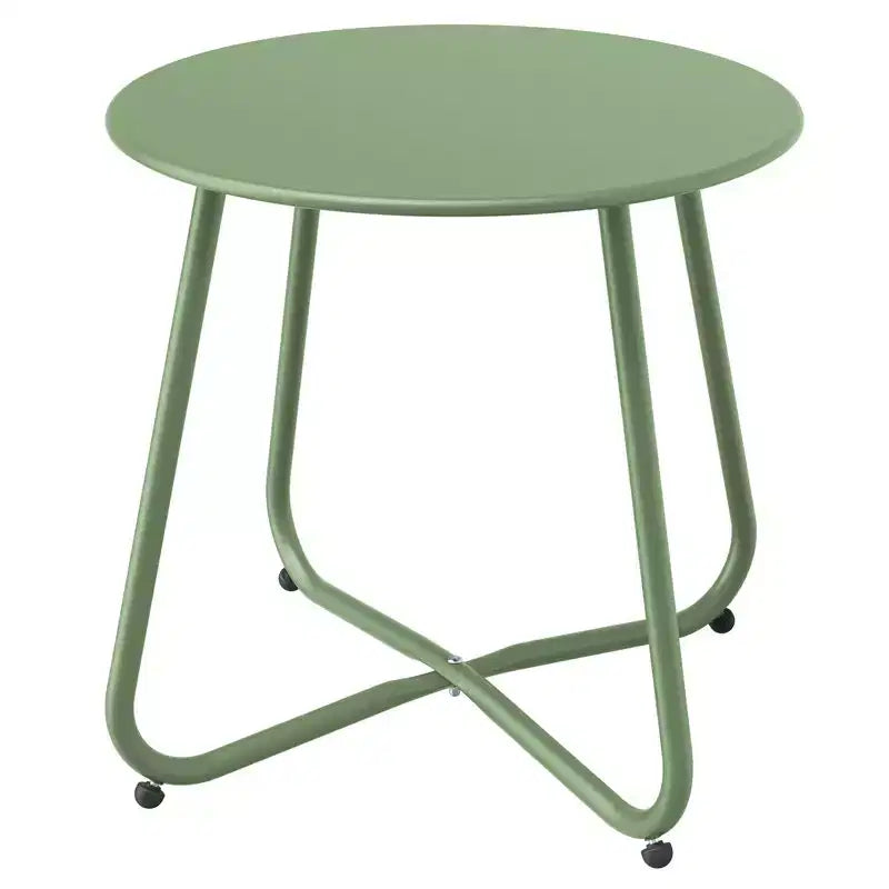 GRANDPATIO Designs Steel Patio Side Table, Weather Resistant Outdoor Round End Table