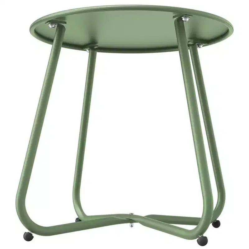 GRANDPATIO Designs Steel Patio Side Table, Weather Resistant Outdoor Round End Table