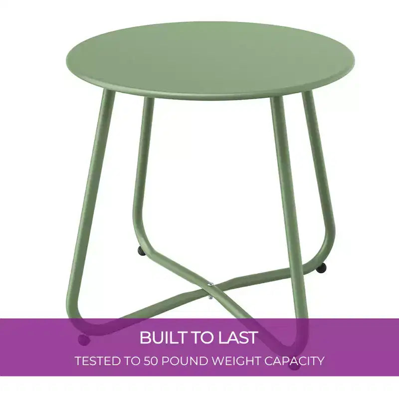 GRANDPATIO Designs Steel Patio Side Table, Weather Resistant Outdoor Round End Table