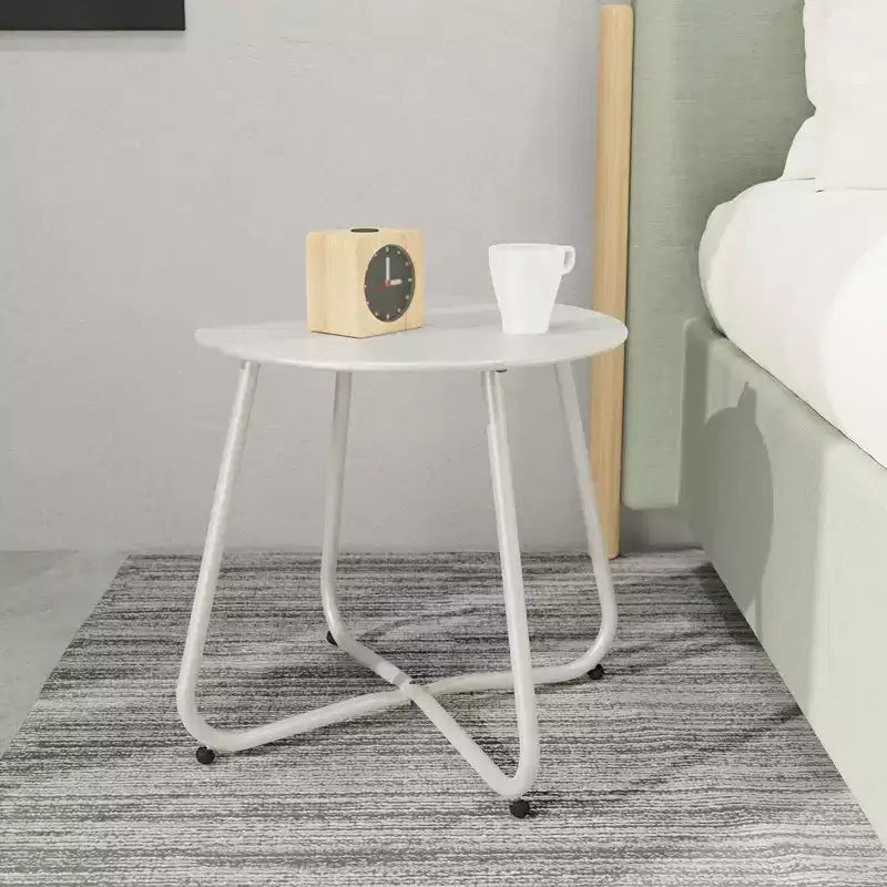 GRANDPATIO Designs Steel Patio Side Table, Weather Resistant Outdoor Round End Table