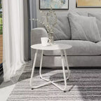 GRANDPATIO Designs Steel Patio Side Table, Weather Resistant Outdoor Round End Table