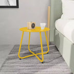 GRANDPATIO Designs Steel Patio Side Table, Weather Resistant Outdoor Round End Table